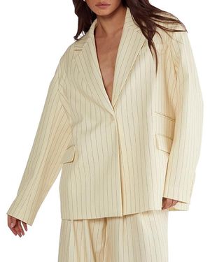 Nasty Gal Oversized Pinstripe Tailored Blazer - Natural