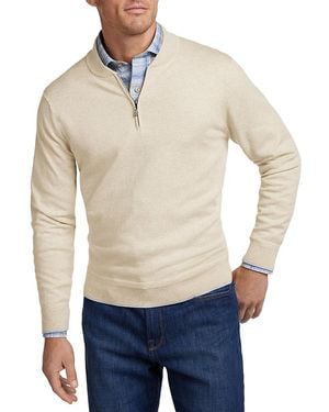 David Donahue Skipper Cotton Silk Quarter Zip Sweater - Blue