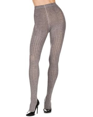 Natori Rib Knit Sweater Tights - Gray
