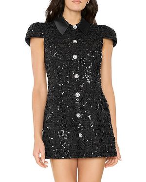 Likely Estella Sequined Tweed Mini Dress - Black
