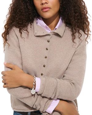 Alex Mill Taylor Cashmere Funnel Neck Cardigan Sweater - Brown