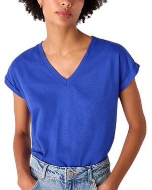 Whistles Willa V Neck Cap Sleeve Tee - Blue