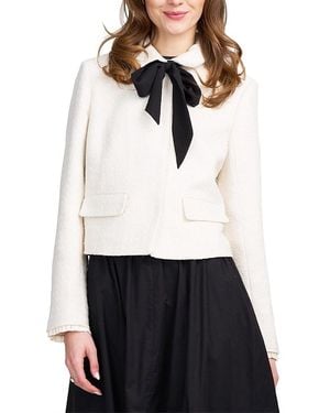 Elle Collection Tweed Jacket With Bow - White