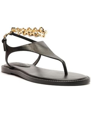 SCHUTZ SHOES Lys Leather Thong Sandals - Metallic
