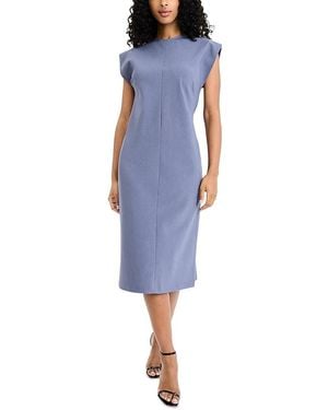Luxely Center Seam Cap Sleeve Sheath Dress - Blue