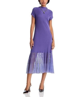 Misook High Neck Midi Dress - Purple