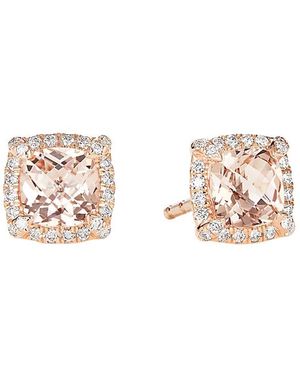 David Yurman Petite Chatelaine Pave Bezel Stud Earrings - Pink
