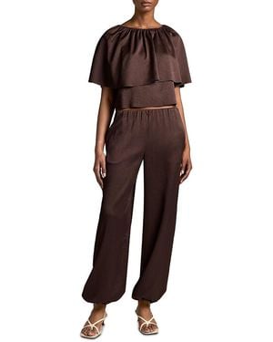 Vince Plisse Cape Top - Brown