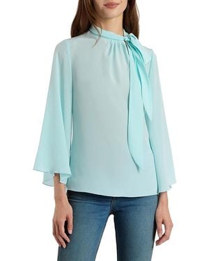 Santorelli Lena Tie Neck Blouse - Blue