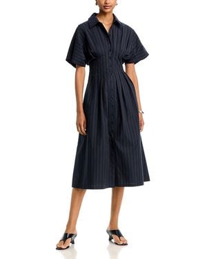 Aqua Stripe Panel Waist Midi Dress - Blue
