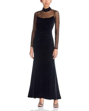 Eliza J Mock Neck Illusion Gown - Blue