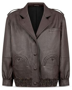 Blazé Milano Ares Charlie Leather Bomber Jacket - Brown