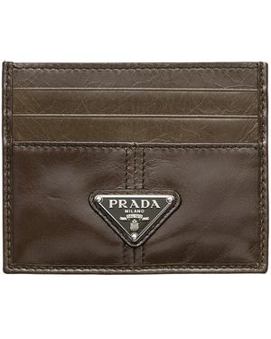 Prada Leather Card Holder - Green