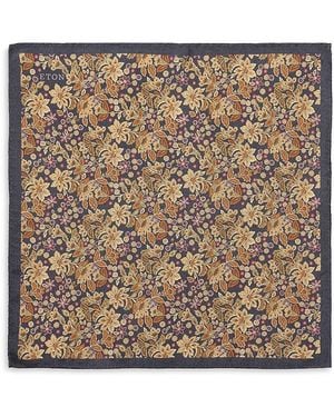 Eton Floral Silk Pocket Square - Metallic