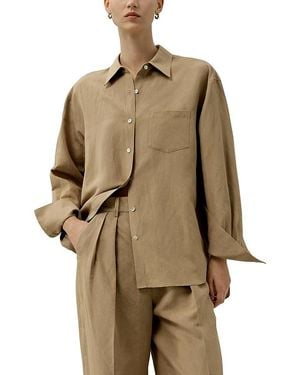 LILYSILK Oversized Silk-Linen Blend Shirt - Natural