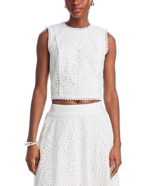 Aqua Eyelet Sleeveless Top - White