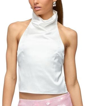 Edikted Satin Effect Backless Cowl Neck Top - White