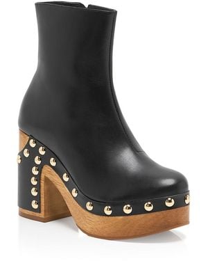 Free People Grayson Leather Clog Boots - Black
