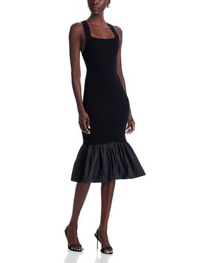Patou Long Mixed Media Faille Knit Dress - Blue