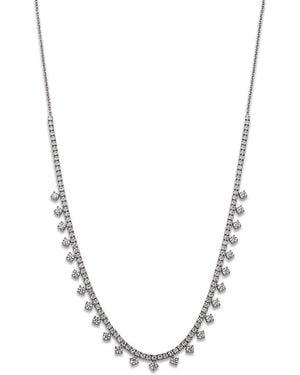 Bloomingdale's Fine Collection Diamond Tennis Droplet Necklace - Metallic