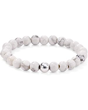 Aqua Sterling & Stone Beaded Stretch Bracelet - Metallic