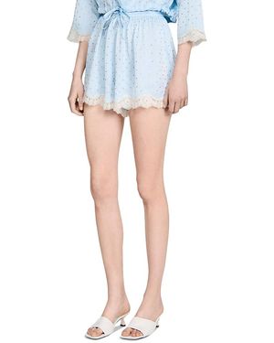 Sandro Rhinestone Shorts With Lace - Blue