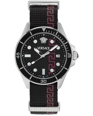 Versace Greca Force Nato Watch, 42Mm - Black