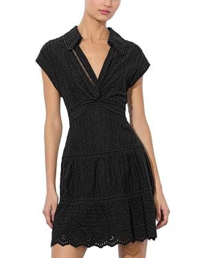 Alice + Olivia Mila Eyelet Deep V Neck Dress in White | Lyst