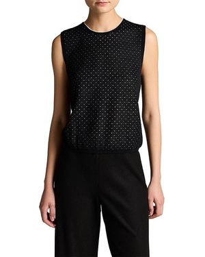 Vince Dot Motif Crewneck Shell - Black