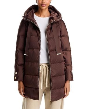 Herno Sateen Quilted A Line Coat - Brown