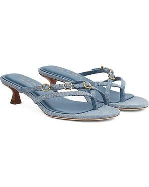 Rag & Bone Sammie Buckle Kitten Heel Sandals - Blue
