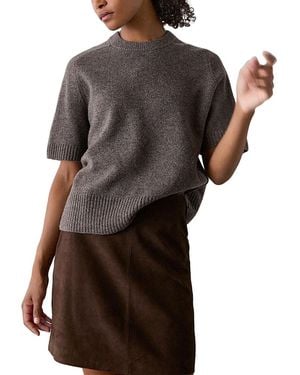Whistles Round Neck Wool Knitted Tee - Black
