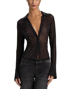 Alice + Olivia Freya Embellished Fitted Top - Black