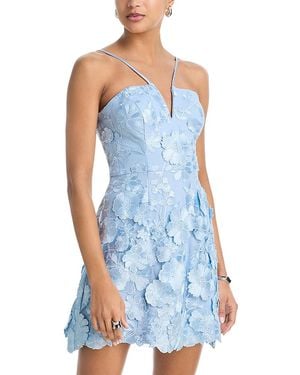 Aqua 3D Flower Spaghetti Strap Mini Dress - Blue
