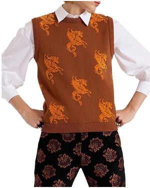 La DoubleJ Gryphos Gilet Sweater - Brown