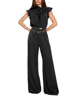 Ramy Brook Irene Tie Neck Wide Leg Jumpsuit - Black