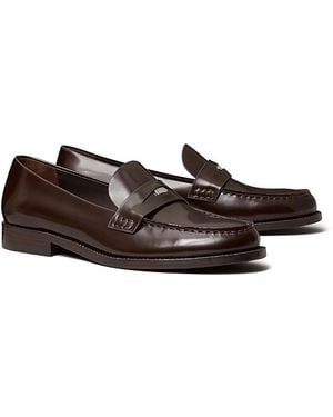 Tory Burch Classic Leather Penny Loafers - Brown