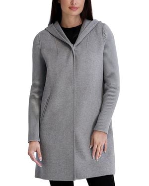 Kenneth Cole Hooded Double Face Coat - Gray