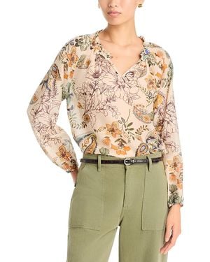 Johnny Was Bellina Cotton & Silk Split Neck Top - Multicolor