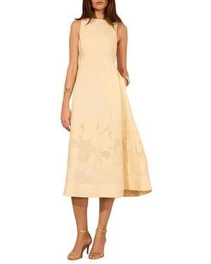 Mint Velvet Linen Blend Lace Midi Dress - Natural