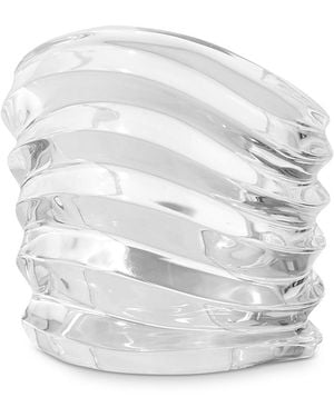 Alexis Liquid Lucite Wide Ripple Cuff Bracelet - White