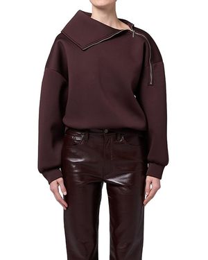 Agolde The Coyle Zip Shoulder Neoprene Sweatshirt - Red