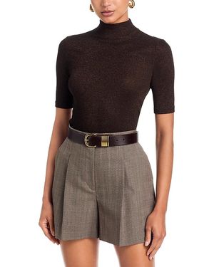 FRAME The Lurex Turtleneck Tee - Black