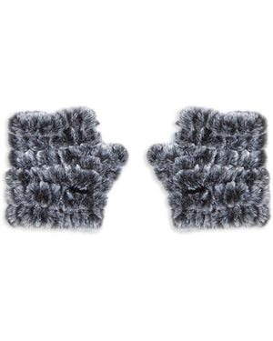 Jocelyn Mandy Faux Fur Fingerless Mittens - Blue