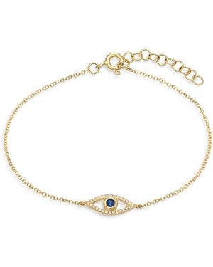 Zoe Lev 14K Diamond & Sapphire Evil Eye Bracelet - Metallic