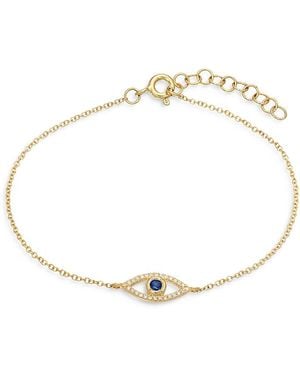 Zoe Lev 14K Diamond & Sapphire Evil Eye Bracelet - Metallic