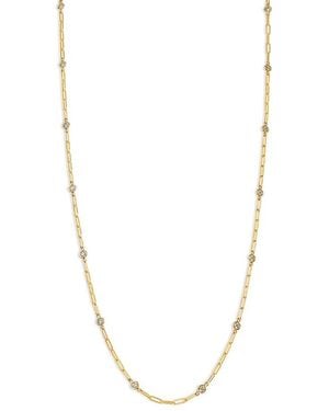 Bloomingdale's Fine Collection Diamond Station Paperclip Chain Necklace - Metallic