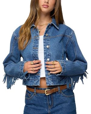 Edikted Maurice Fringed Denim Jacket - Blue