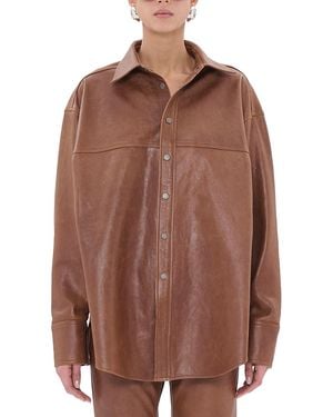 Haikure Victoria Fluid Leather Shirt - Brown