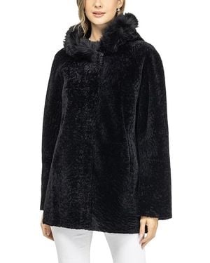 Gorski Reversible Textured Shearling Lamb Parka With Merinillo Shearling Lamb Hood Trim - Black